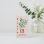 Carte De Visite Design floral moderne plante rose logo qr code (Debout devant)