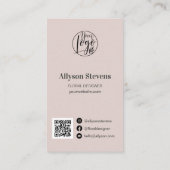 Carte De Visite Design floral moderne plante rose logo qr code (Dos)