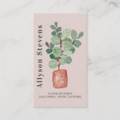 Carte De Visite Design floral moderne plante rose logo qr code (Devant)