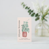 Carte De Visite Design floral moderne plante rose logo qr code (Debout devant)