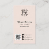 Carte De Visite Design floral moderne plante rose logo qr code (Dos)
