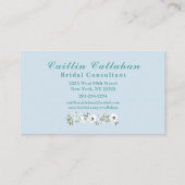 Carte De Visite Design floral noir, blanc et Turquoise monogramme (Dos)