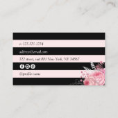 Carte De Visite Design floral noir rayures blanches maquillage & c (Dos)