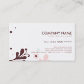 Carte De Visite Design Floral Rétro Brown Blanc Et Rose (Dos)