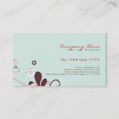 Carte De Visite Design Floral Rétro Brown Bleu Et Rose (Dos)