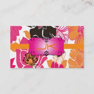 Carte De Visite Design floral rétro, facilement customisé