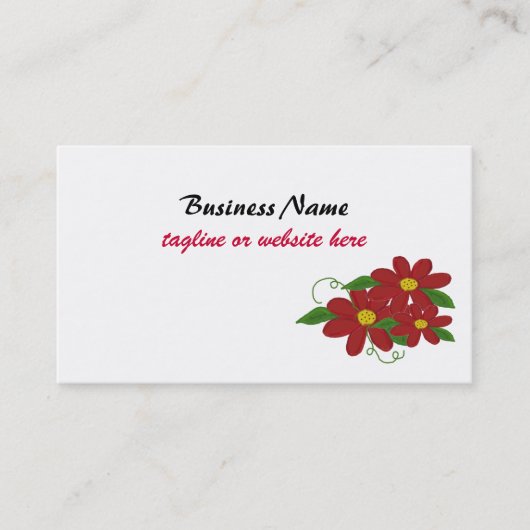 Carte De Visite Design floral rouge simple (Devant)