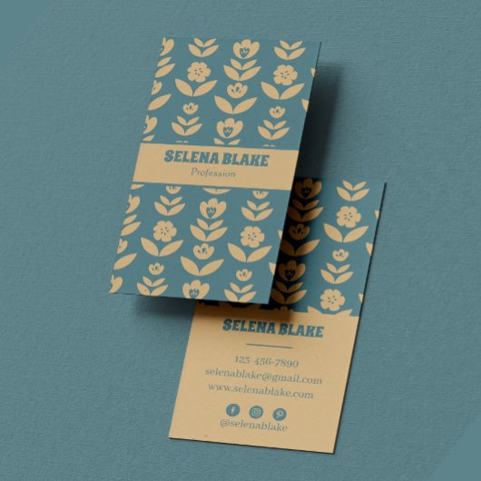 Carte De Visite Design floral vertical élégant et moderne