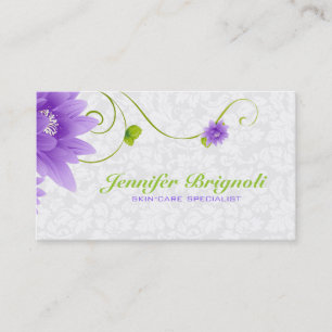 Carte De Visite Design Floral Violet Blanc Et Vert