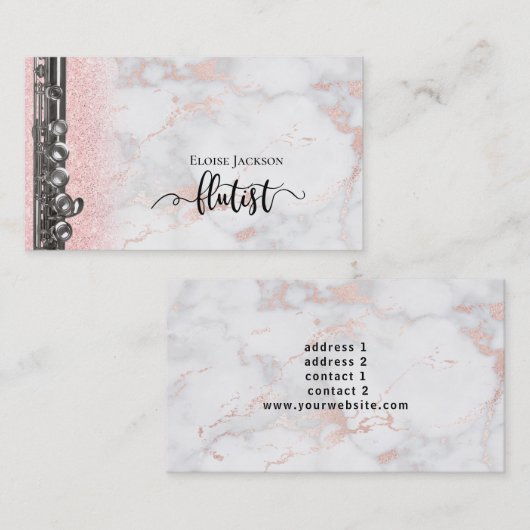 Carte De Visite design flutiste élégant (Devant / Derrière)