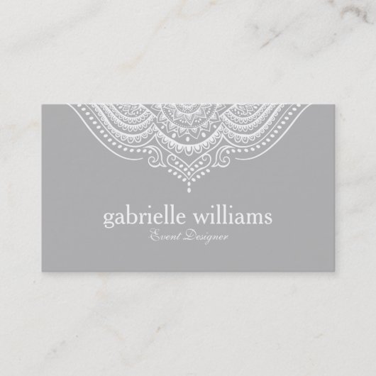 Carte De Visite Design géométrique élégant, blanc et gris clair (Devant)