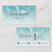 Carte De Visite Design géométrique en pierre de marbre Turquoise t (Devant / Derrière)