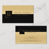 Carte De Visite Design géométrique moderne Black & Gold Sharp (Devant / Derrière)