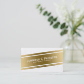 Carte De Visite Design géométrique moderne blanc et or (Debout devant)