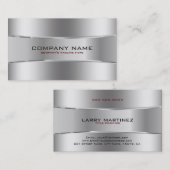 Carte De Visite Design géométrique moderne brillant en argent (Devant / Derrière)