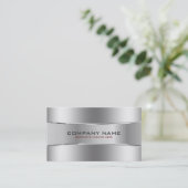 Carte De Visite Design géométrique moderne brillant en argent (Debout devant)