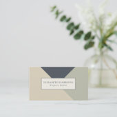 Carte De Visite Design géométrique moderne Sage Vert Lin Bleu (Debout devant)