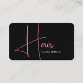 Carte De Visite Design glam rose néon cheveux script logo qr code (Devant)