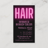 Carte De Visite Design glam rose néon cheveux script logo qr code (Devant)