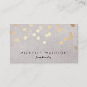 Carte De Visite Design Gold Confetti Event Planner Taupe Linen