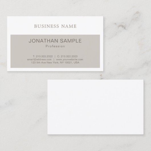 Carte De Visite Design graphique élégant Design moderne Plain Luxe (Devant / Derrière)
