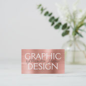 Carte De Visite Design graphique en métal brossé rose et Rose (Debout devant)