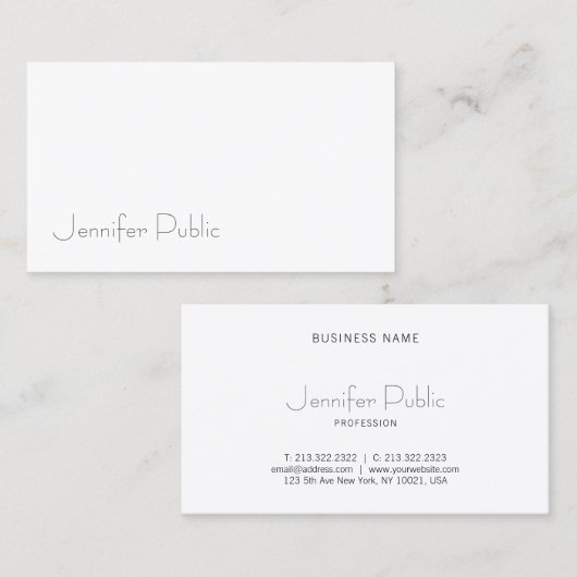 Carte De Visite Design graphique simple et élégant Moderne Chic Pl (Devant / Derrière)