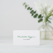 Carte De Visite Design Green Script White Manager Plain Elegant (Debout devant)