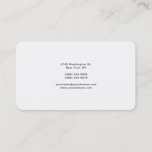 Carte De Visite Design Green Script White Manager Plain Elegant (Dos)