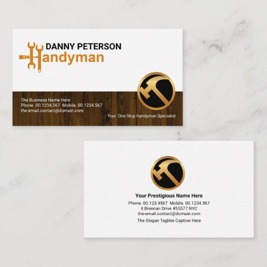 Carte De Visite Design Handyman Motif Construction de clôture en b (Devant / Derrière)