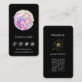 Carte De Visite Design holographique - Social Media QR Code (Devant / Derrière)