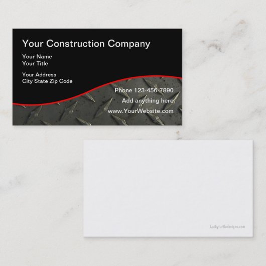 Carte De Visite Design industriel de construction (Devant / Derrière)