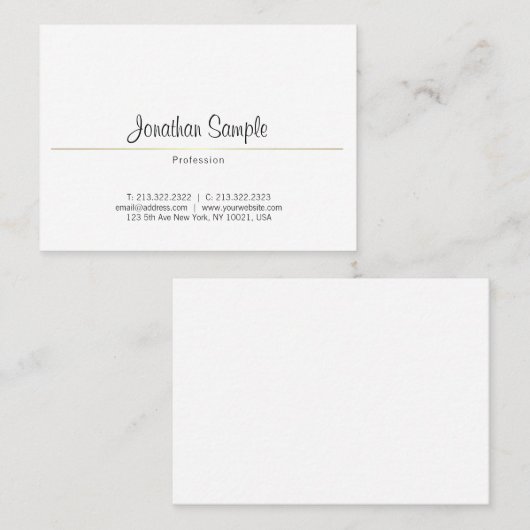 Carte De Visite Design intelligent créatif Gold Plain Luxe tendanc (Devant / Derrière)