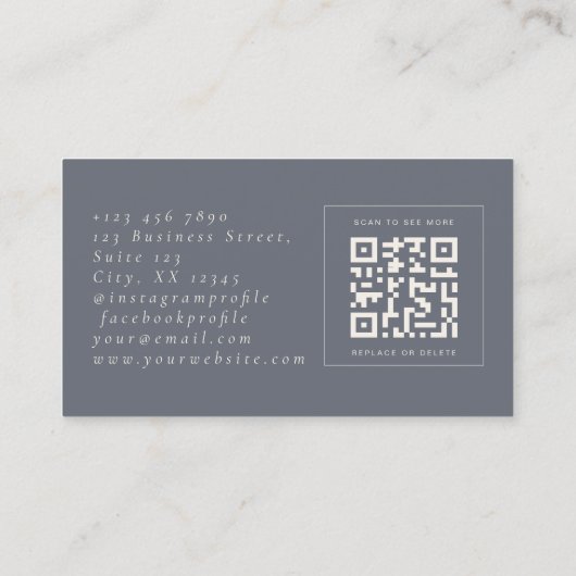 Carte De Visite Design intérieur élégant code qr (Dos)