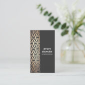 Carte De Visite Design intérieur Elegant Gold Scrolls Noir (Debout devant)