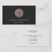 Carte De Visite Design intérieur Gold et Purple Motif Bois Look (Devant / Derrière)