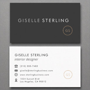 Carte De Visite Design intérieur minimaliste noir de luxe