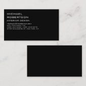 Carte de visite design intérieur noir tendance (Devant / Derrière)