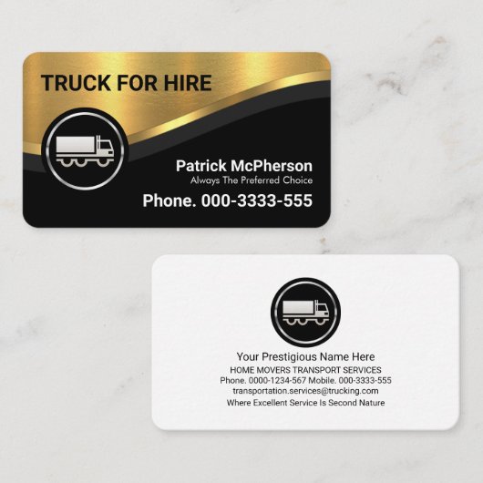 Carte De Visite Design Luxueux Gold Curve Wave Driving (Devant / Derrière)