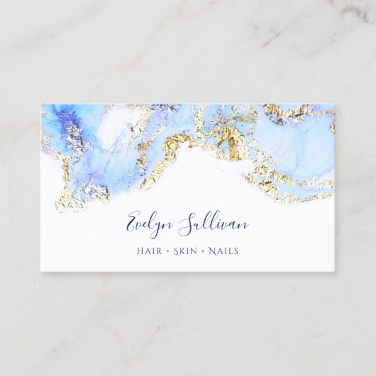 carte de visite design marbré bleu (Devant)