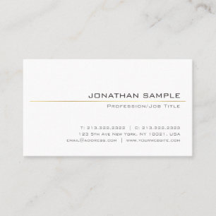 Carte De Visite Design minimaliste Elegant Gold Stripe Design Plai