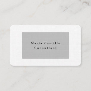 Carte De Visite Design Minimaliste Élégant Gris Argenté Blanc Simp