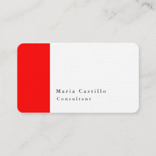 Carte De Visite Design Minimaliste Moderne Élégant Simple Rouge Bl