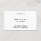 Carte De Visite Design minimaliste professionnel Modèle noir blanc (Dos)