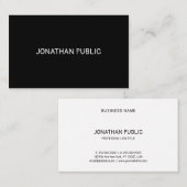 Carte De Visite Design minimaliste professionnel Modèle noir blanc (Devant / Derrière)