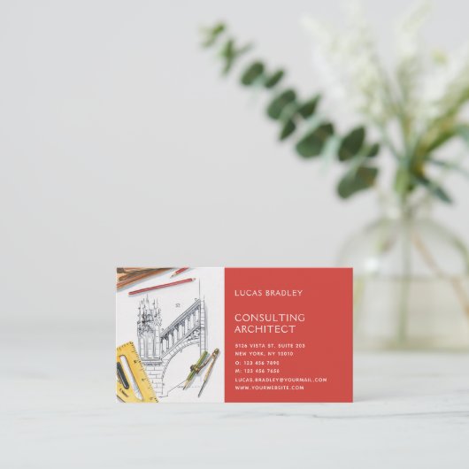 Carte De Visite Design Moderne Architecte Construction (Debout devant)