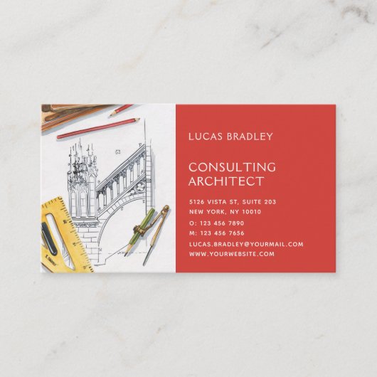 Carte De Visite Design Moderne Architecte Construction (Devant)