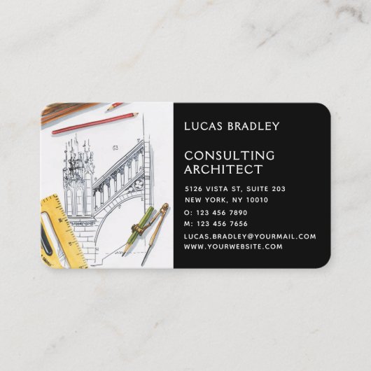 Carte De Visite Design Moderne Architecte Construction (Devant)