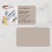 Carte De Visite Design Moderne Architecte Construction (Devant / Derrière)