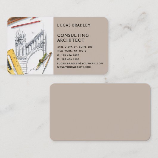 Carte De Visite Design Moderne Architecte Construction (Devant / Derrière)